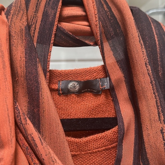 Rust Color Sweater with Scarf. Made in Italy. Size S - Picture 5 of 6